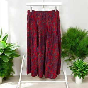 Red Paisley vintage midi Skirt women’s XL MARISA CHRISTINA rayon full skirt